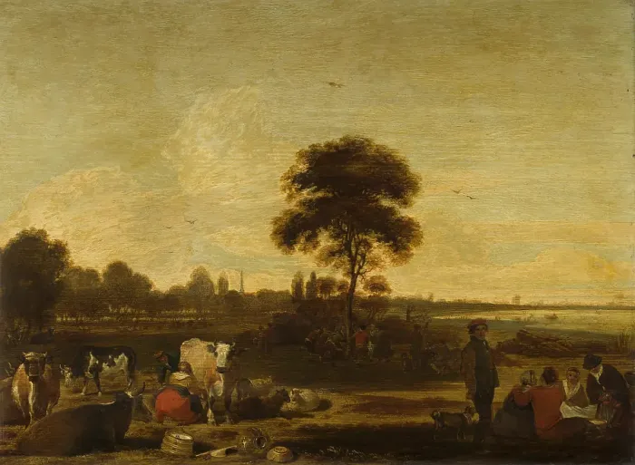 Framed Print : Landscape with Herdsmen and Cattle, c1630-1680. Creator: Cornelis Saftleven Framed Print : Landscape with Herdsmen and Cattle, c1630-1680. Creator: Cornelis Saftleven