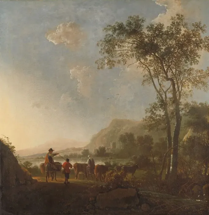 Framed Print : Landscape with Herdsmen and Cattle, c.1660-c.1795. Creator: Follower of Aelbert Cuyp Framed Print : Landscape with Herdsmen and Cattle, c.1660-c.1795. Creator: Follower of Aelbert Cuyp