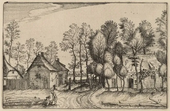 Framed Print : Landscape with Hewed Trees, published 1612. Creator: Claes Jansz Visscher Framed Print : Landscape with Hewed Trees, published 1612. Creator: Claes Jansz Visscher