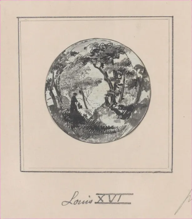Framed Print : Landscape with a hidden silhouette of Louis XVI, 1794-1815. 1794-1815. Creator: Anon Framed Print : Landscape with a hidden silhouette of Louis XVI, 1794-1815. 1794-1815. Creator: Anon