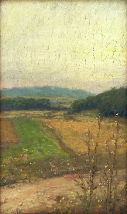 Framed Print : Landscape with hills in the distance, c1902. Creator: Elemir Halasz-Hradil Framed Print : Landscape with hills in the distance, c1902. Creator: Elemir Halasz-Hradil