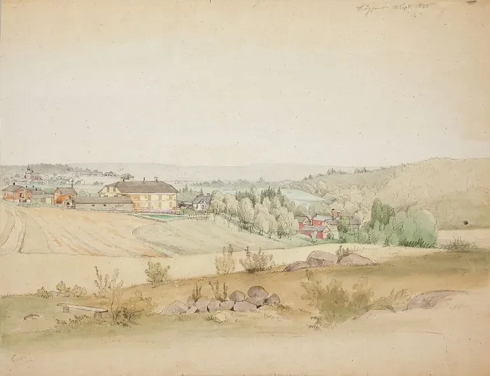 Framed Print : Landscape from Högfors, 1865. Creator: Magnus von Wright Framed Print : Landscape from Högfors, 1865. Creator: Magnus von Wright
