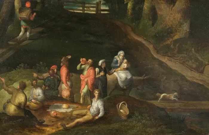 Framed Print : Landscape with the Holy Family, 1573. Creator: Gillis Mostaert Framed Print : Landscape with the Holy Family, 1573. Creator: Gillis Mostaert