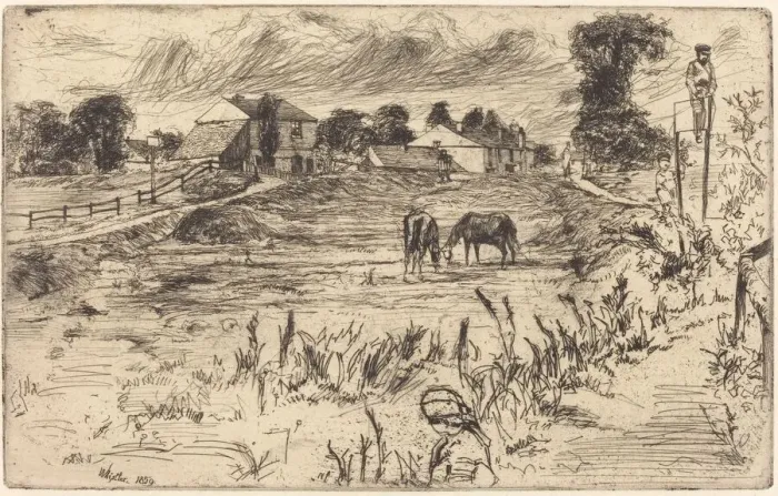 Framed Print : Landscape with the Horse, 1859. Creator: James Abbott McNeill Whistler Framed Print : Landscape with the Horse, 1859. Creator: James Abbott McNeill Whistler