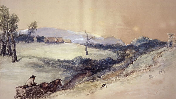 Landscape with Horse and Cart, 1883. Artist: Sir John Gilbert