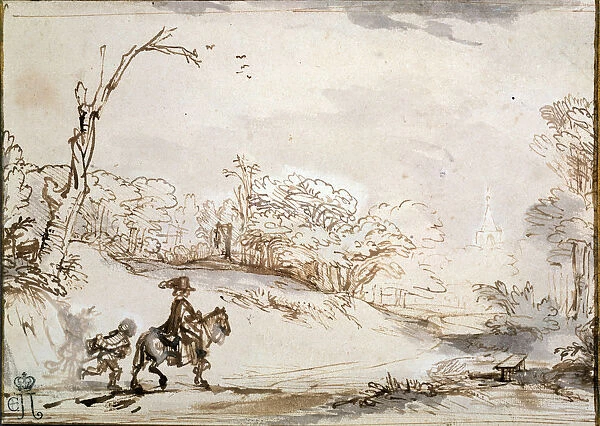 Landscape with a Horseman, 1648-1650. Artist: Rembrandt Harmensz van Rijn