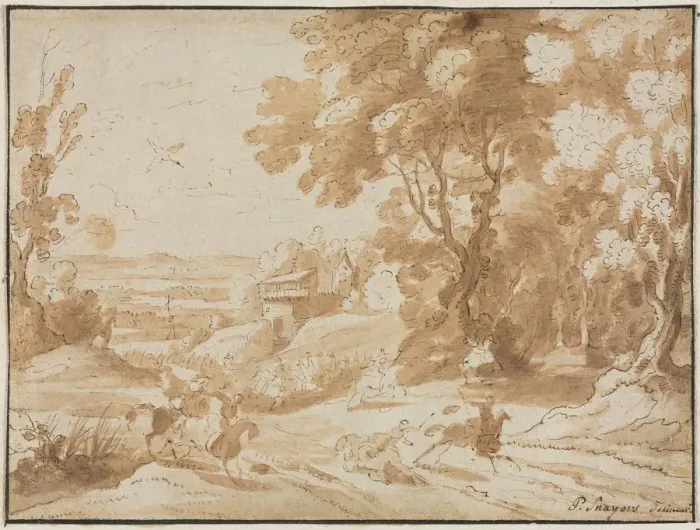 Framed Print : Landscape with Horsemen, 1600s. Creator: Unknown Framed Print : Landscape with Horsemen, 1600s. Creator: Unknown