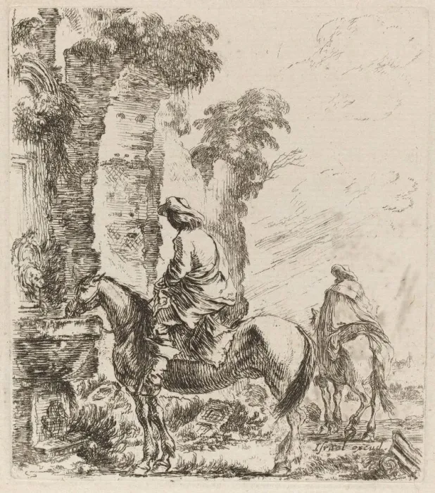 Framed Print : Landscape with Horsemen, 1646. Creator: Stefano della Bella Framed Print : Landscape with Horsemen, 1646. Creator: Stefano della Bella