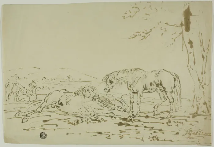 Framed Print : Landscape with Horses in Foreground, n.d. Creator: Sawrey Gilpin Framed Print : Landscape with Horses in Foreground, n.d. Creator: Sawrey Gilpin