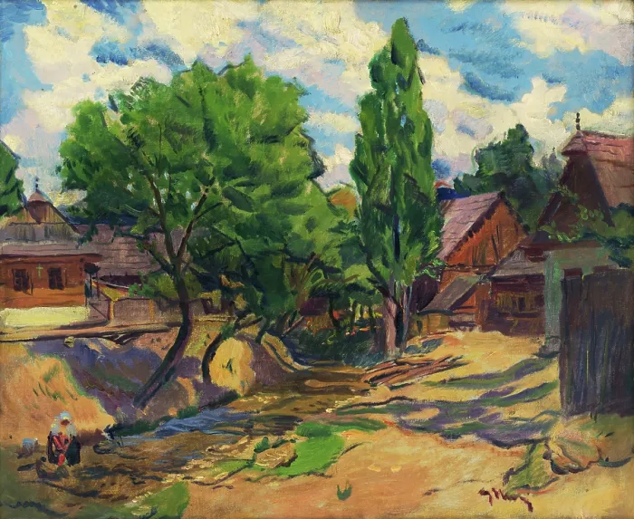 Framed Print : Landscape with Houses, 1920-1925. Creator: Gustav Mally Framed Print : Landscape with Houses, 1920-1925. Creator: Gustav Mally