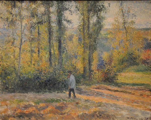 Landscape with a Hunter, Pontoise (Paysage a Pontoise avec un chasseur), 1879. Artist: Pissarro, Camille (1830-1903)