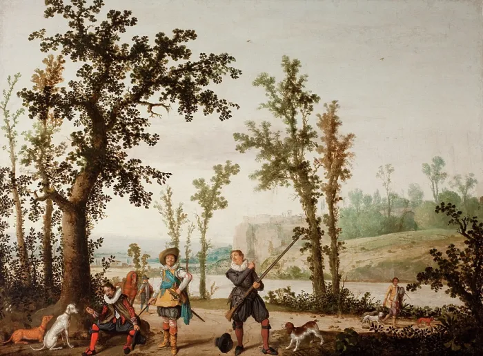 Framed Print : Landscape with Hunters, between 1622-1630. Creator: Cornelius Vroom Framed Print : Landscape with Hunters, between 1622-1630. Creator: Cornelius Vroom