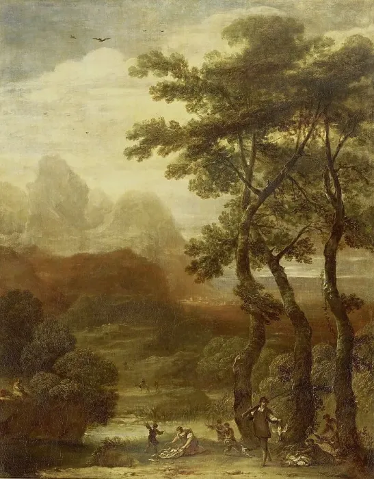 Framed Print : Landscape with Hunters, 1640-1685. Creator: Ignacio de Iriarte Framed Print : Landscape with Hunters, 1640-1685. Creator: Ignacio de Iriarte