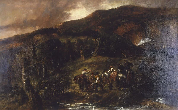 Landscape with Hunting Party, (1893?). Artist: Sir John Gilbert