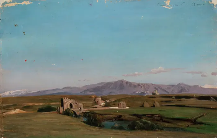 Framed Print : Landscape from Italy, Study, 1835-1853. Creator: Nils Jakob Blommer Framed Print : Landscape from Italy, Study, 1835-1853. Creator: Nils Jakob Blommer