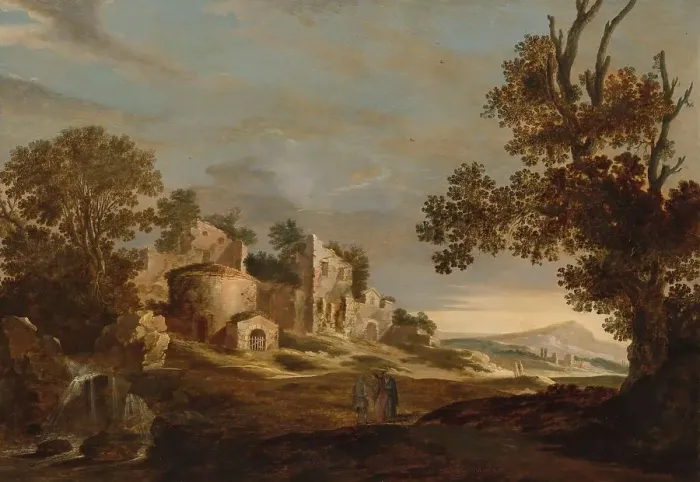 Framed Print : Landscape with Journey to Emmaus, 1627. Creator: Charles Cornelisz de Hooch Framed Print : Landscape with Journey to Emmaus, 1627. Creator: Charles Cornelisz de Hooch