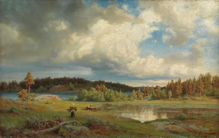 Framed Print : Landscape from Kuru in Morning Light, 1858. Creator: Werner Holmberg Framed Print : Landscape from Kuru in Morning Light, 1858. Creator: Werner Holmberg