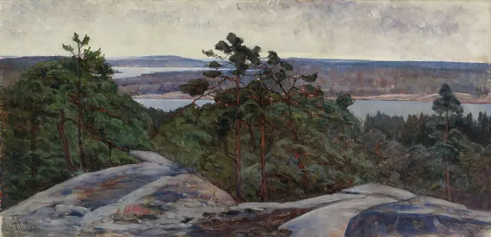 Framed Print : Landscape with a Lake, 1875-1930. Creator: Ada Thilen Framed Print : Landscape with a Lake, 1875-1930. Creator: Ada Thilen