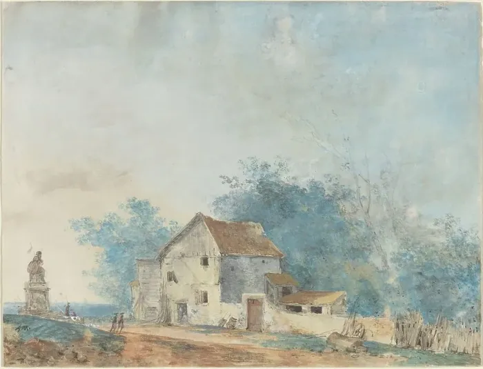 Framed Print : Landscape, late 1770s. Creator: Louis Gabriel Moreau Framed Print : Landscape, late 1770s. Creator: Louis Gabriel Moreau
