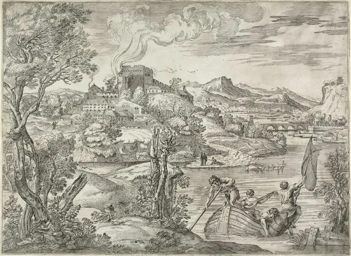 Framed Print : Landscape with a Luteplayer, 1627. Creator: Unknown Framed Print : Landscape with a Luteplayer, 1627. Creator: Unknown