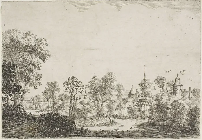 Framed Print : Landscape with a Man in a Boat, c.1645. Creator: Jan Brosterhuisen Framed Print : Landscape with a Man in a Boat, c.1645. Creator: Jan Brosterhuisen