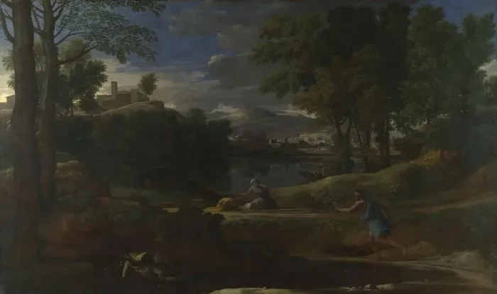 Framed Print : Landscape with a Man killed by a Snake, 1648. Artist: Poussin, Nicolas (1594-1665) Framed Print : Landscape with a Man killed by a Snake, 1648. Artist: Poussin, Nicolas (1594-1665)