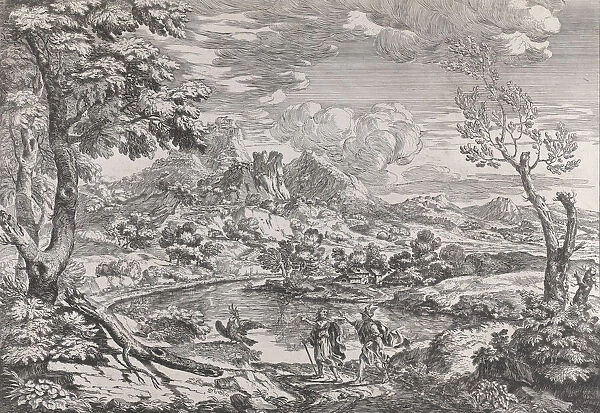 Landscape with a man showing Mercury the eagle of Jupiter, ca. 1695-99