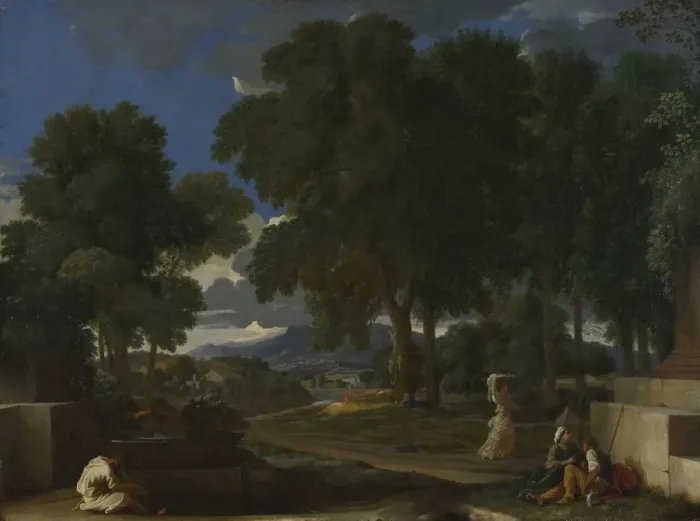 Framed Print : Landscape with a Man washing his Feet at a Fountain, 1648. Artist: Poussin, Nicolas (1594-1665) Framed Print : Landscape with a Man washing his Feet at a Fountain, 1648. Artist: Poussin, Nicolas (1594-1665)