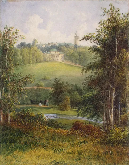 Framed Print : Landscape with the Manor House in the Estate of Gostilitsy near St Petersburg, 1820s. Artist: Anonymous Framed Print : Landscape with the Manor House in the Estate of Gostilitsy near St Petersburg, 1820s. Artist: Anonymous