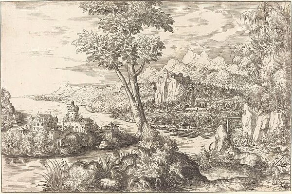 Landscape with Three Men, c. 1558  /  1559. Creator: Hans Sebald Lautensack