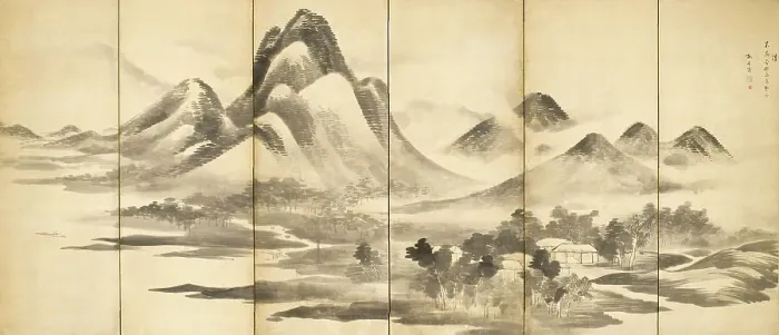 Framed Print : Landscape in Mi Style, 18th century. Creator: Yosa Buson Framed Print : Landscape in Mi Style, 18th century. Creator: Yosa Buson