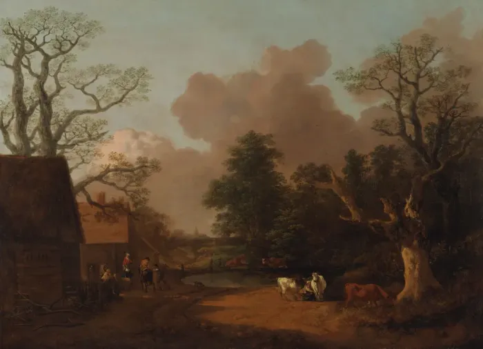Framed Print : Landscape with Milkmaid, between 1754 and 1756. Creator: Thomas Gainsborough Framed Print : Landscape with Milkmaid, between 1754 and 1756. Creator: Thomas Gainsborough