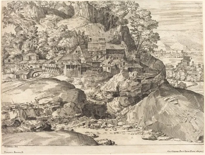 Framed Print : Landscape with a Mill, c. 1650. Creator: Dominique Barriere Framed Print : Landscape with a Mill, c. 1650. Creator: Dominique Barriere
