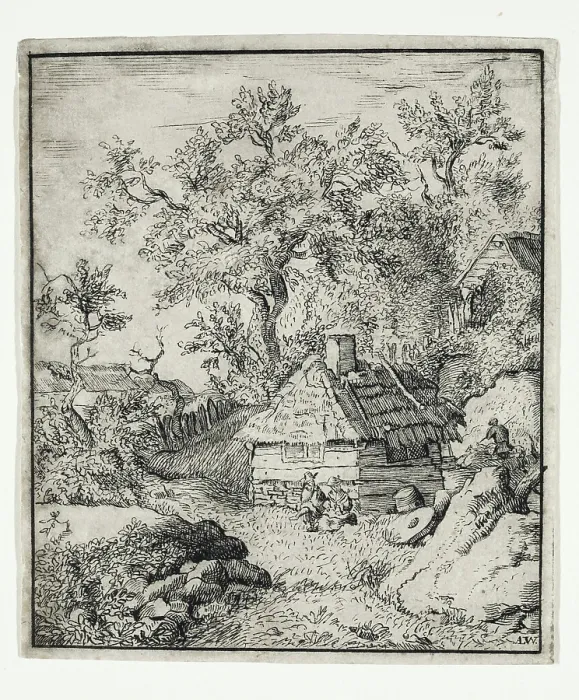 Framed Print : Landscape with a Millstone near a Cask, second half of 18th century. Creator: Unknown