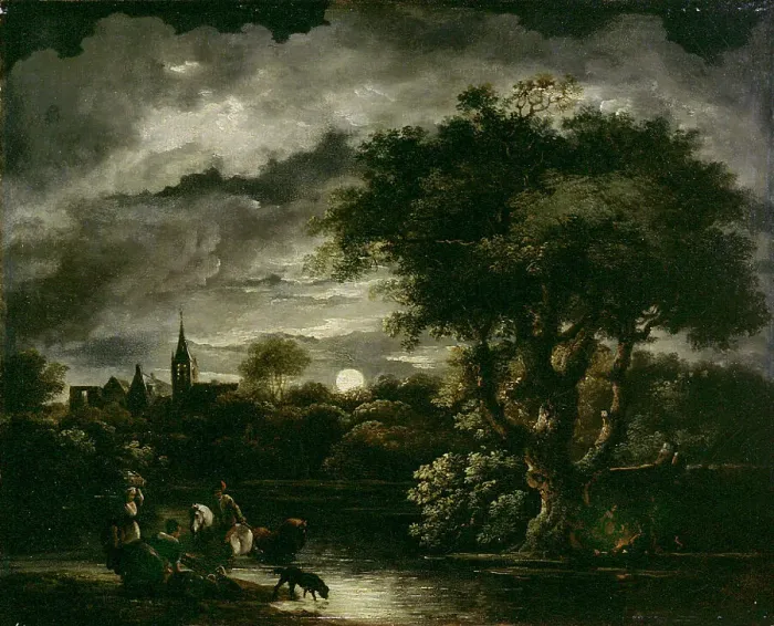 Framed Print : Landscape in moonlight, 1700-1799. Creator: Unknown Framed Print : Landscape in moonlight, 1700-1799. Creator: Unknown