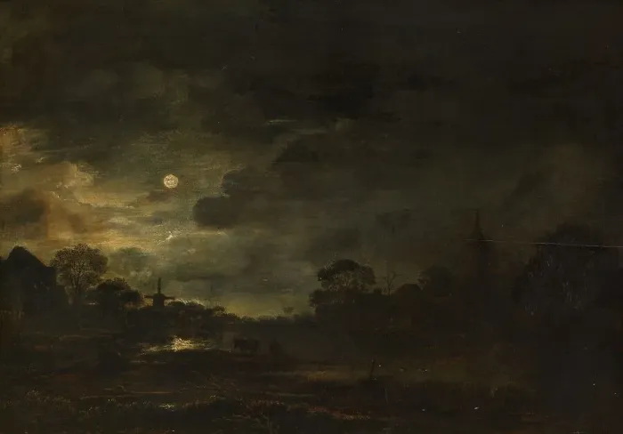 Framed Print : Landscape by Moonlight, c.1640-c.1650. Creator: Aert van der Neer Framed Print : Landscape by Moonlight, c.1640-c.1650. Creator: Aert van der Neer
