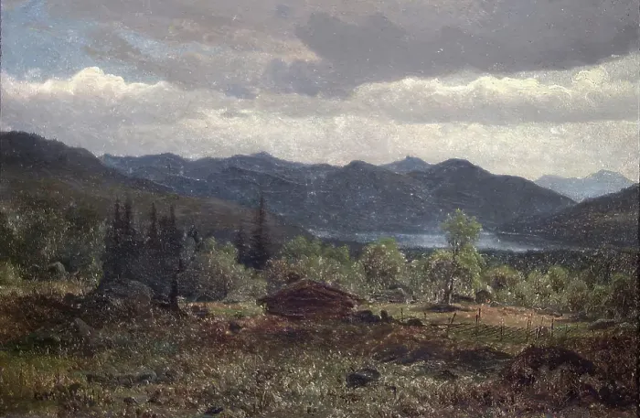 Framed Print : Landscape with Mountain Farm, 1848. Creator: Gustav Adolph Mordt Framed Print : Landscape with Mountain Farm, 1848. Creator: Gustav Adolph Mordt
