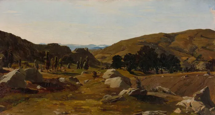 Framed Print : Landscape near Chiusi, Tuscany, 1841. Creator: Alexandre Desgoffe Framed Print : Landscape near Chiusi, Tuscany, 1841. Creator: Alexandre Desgoffe