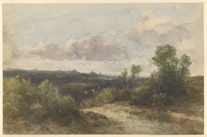 Framed Print : Landscape near Dongen, 1854. Creator: Johannes Gysbert Vogel Framed Print : Landscape near Dongen, 1854. Creator: Johannes Gysbert Vogel