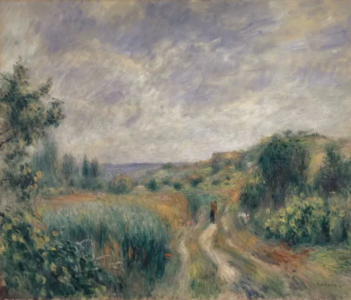 Framed Print : Landscape near Essoyes (Landscape with two Figures on the Grass), 1892 Framed Print : Landscape near Essoyes (Landscape with two Figures on the Grass), 1892