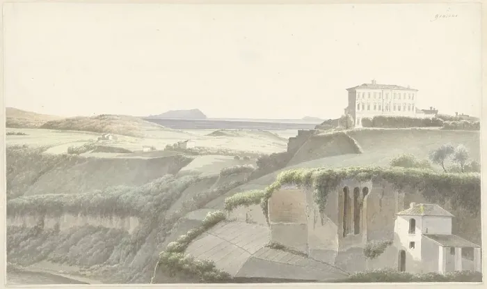 Framed Print : Landscape near Genzano di Roma, 1778-1847. Creator: Josephus Augustus Knip Framed Print : Landscape near Genzano di Roma, 1778-1847. Creator: Josephus Augustus Knip