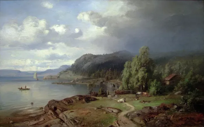 Framed Print : Landscape near Holmestrand, 1871. Creator: Christian Delphin Wexelsen Framed Print : Landscape near Holmestrand, 1871. Creator: Christian Delphin Wexelsen