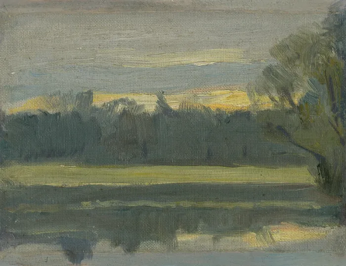 Framed Print : Landscape near Munich II, c1892. Creator: Jozef Hanula Framed Print : Landscape near Munich II, c1892. Creator: Jozef Hanula