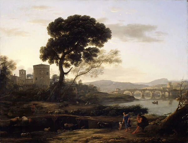 Landscape near Rome with a View of the Ponte Molle, 1645. Creator: Claude Lorrain