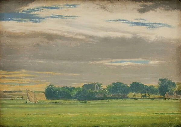 Landscape near the Town of Skive with Skivehus Manor, Jutland, 1849. Creator: Christen Dalsgaard