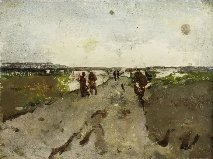 Framed Print : Landscape near Waalsdorp, with Soldiers on Maneuver, c.1880-c.1923. Creator: George Hendrik Breitner Framed Print : Landscape near Waalsdorp, with Soldiers on Maneuver, c.1880-c.1923. Creator: George Hendrik Breitner