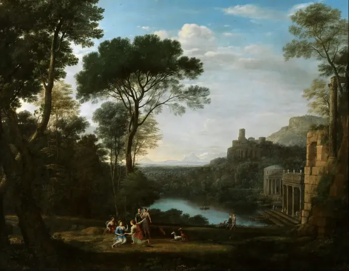 Framed Print : Landscape with the Nymph Egeria, ca 1669. Creator: Lorrain, Claude (1600-1682) Framed Print : Landscape with the Nymph Egeria, ca 1669. Creator: Lorrain, Claude (1600-1682)