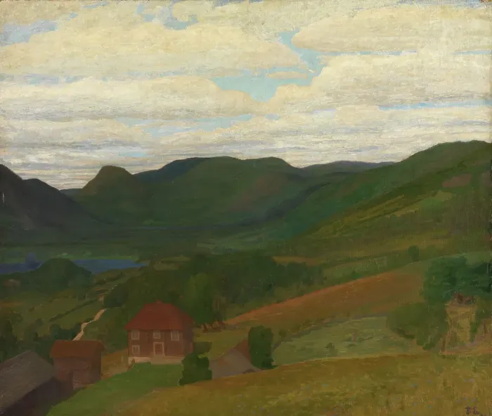 Framed Print : Landscape with an old Farm, 1897. Creator: Thorvald Erichsen Framed Print : Landscape with an old Farm, 1897. Creator: Thorvald Erichsen