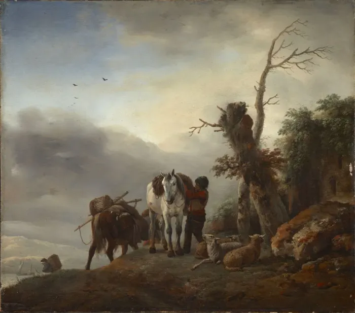 Framed Print : Landscape with Packhorses, c. 1647-1648 Framed Print : Landscape with Packhorses, c. 1647-1648