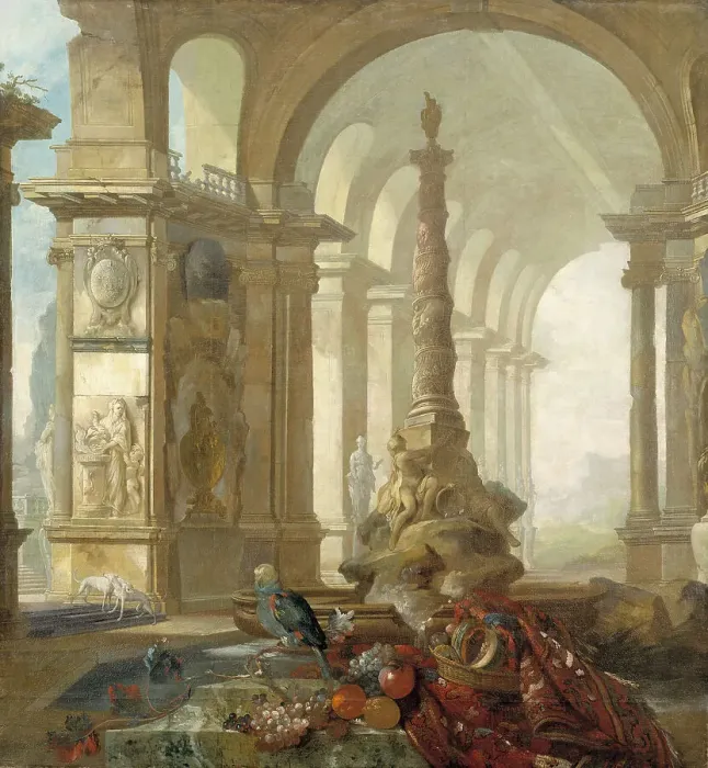 Framed Print : Landscape with palace interior. Creator: Johan Pasch Framed Print : Landscape with palace interior. Creator: Johan Pasch